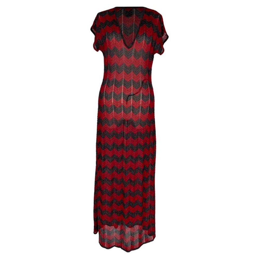 Missoni Chevron Maxi Dress in Red and Black Viscose